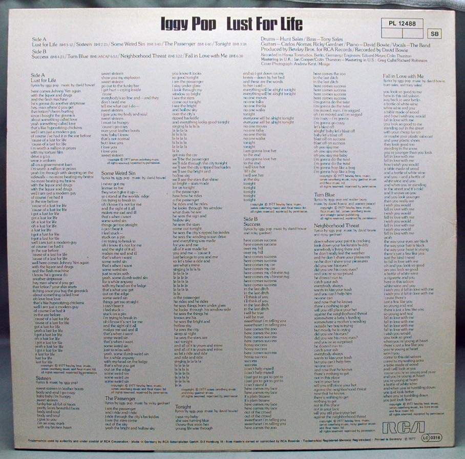 Iggy Pop ‎ Lust For Life 1977 Germany Vinyl LP 1.press Aukro
