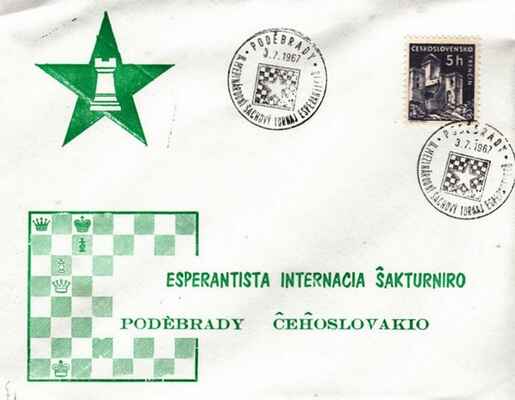 Esperantista internacia ŝakturniro Poděbrady, Ĉeĥoslovakio 1967, kun porokaza stampo